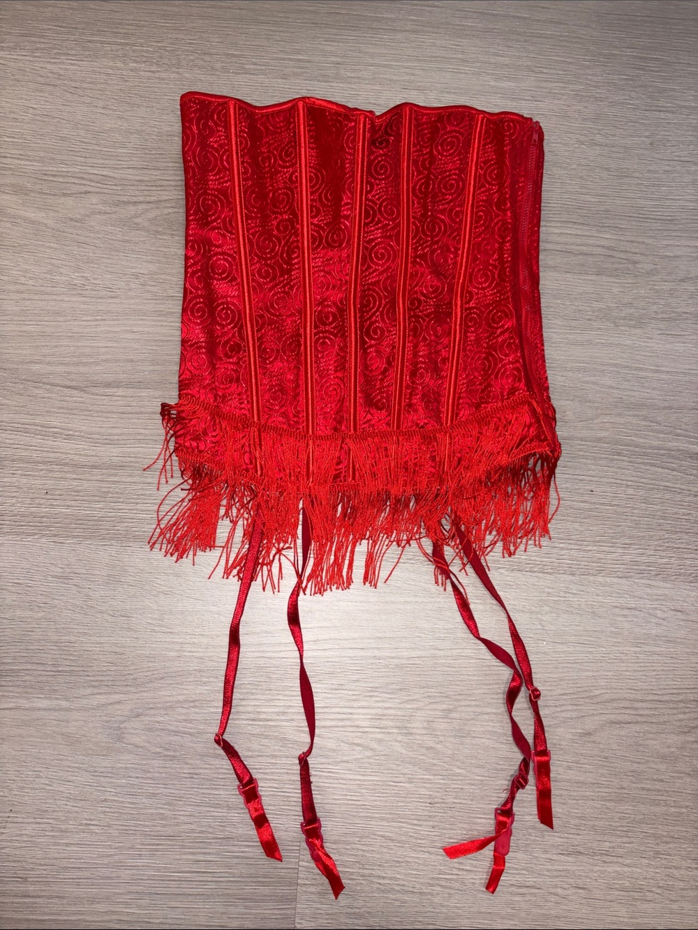Dreamgirl Red Fringe Corset Crop Top